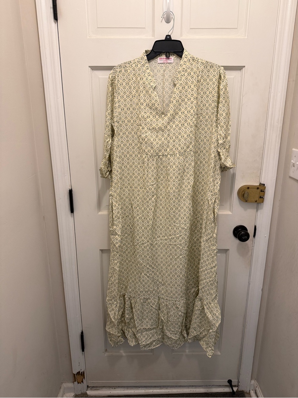 Casual Light Yellow Floral Maxi Dress with Ruffle Hem
